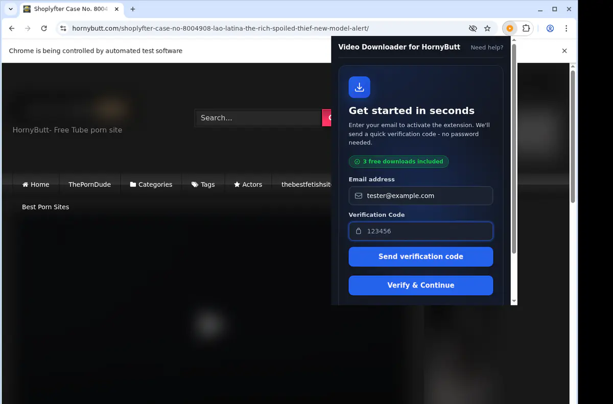 Hornybutt Video Downloader browser extension screenshot 4